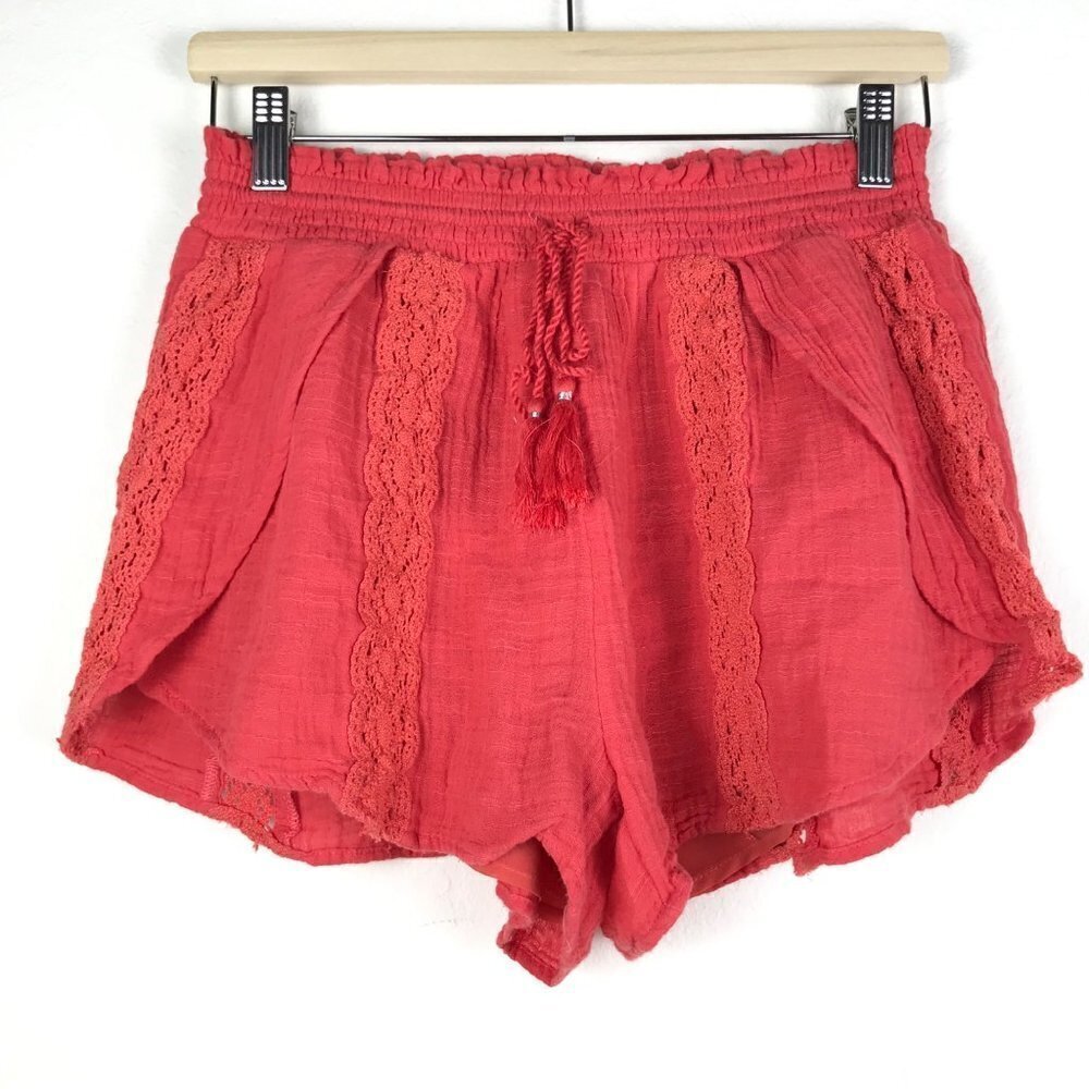 American Eagle Outfitters Orange Gauze Embroidered Shorts.Size Small NWT